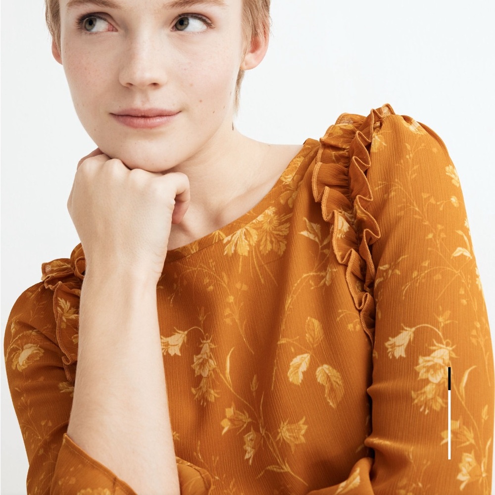 Madewell Floral Ruffle Peplum Blouse XXS NWT - Picture 13 of 15